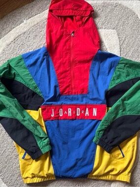 Jordan Colorblock Pullover Hoodie - Red/Blue/Black